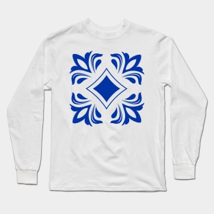 Antique Azulejo Tile Floral Pattern Long Sleeve T-Shirt